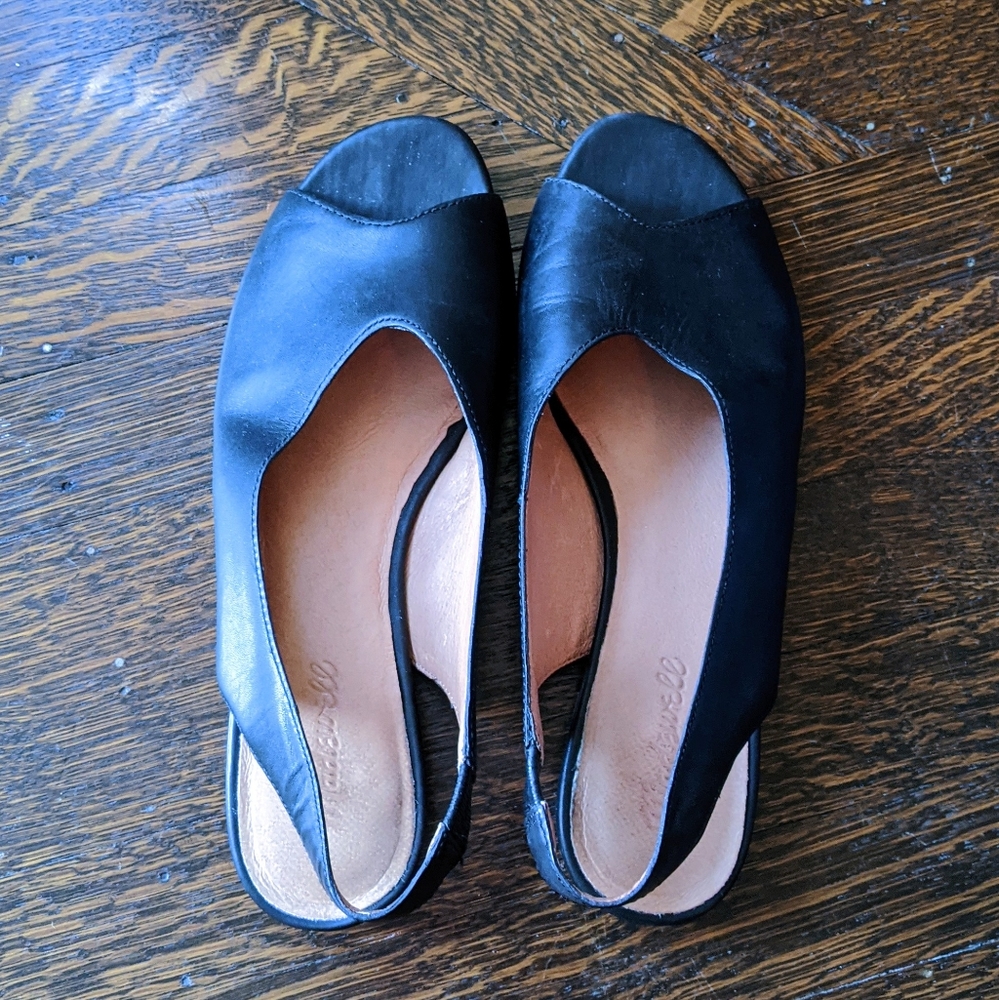 Madewell leather slingback peep toe sandals
